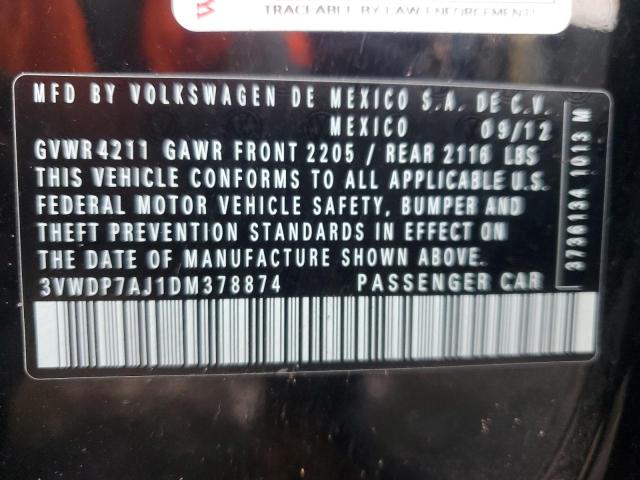 3VWDP7AJ1DM378874 - 2013 VOLKSWAGEN JETTA SE BLACK photo 12