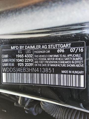 WDDSJ4EB3HN413851 - 2017 MERCEDES-BENZ CLA 250 BLACK photo 12