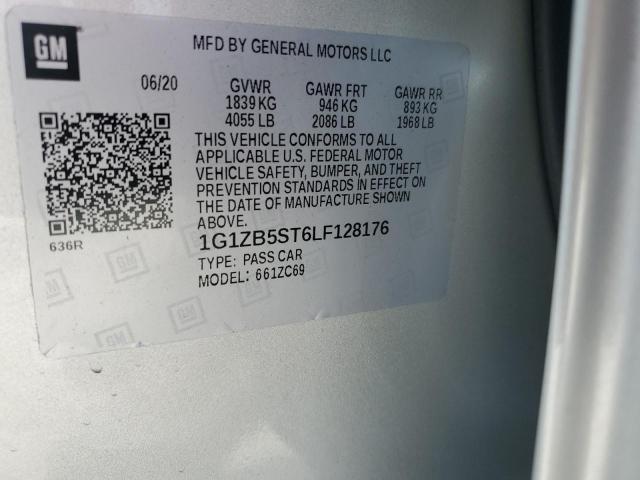 1G1ZB5ST6LF128176 - 2020 CHEVROLET MALIBU LS Argent photo 12