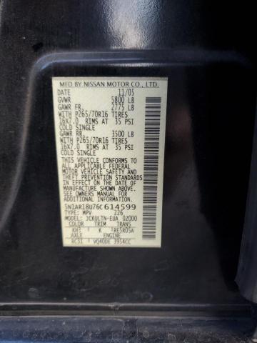 5N1AR18U76C614599 - 2006 NISSAN PATHFINDER LE BLACK photo 14