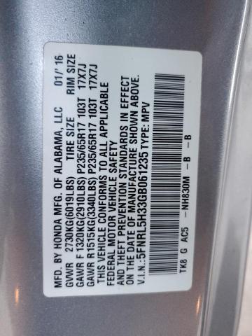 5FNRL5H33GB061235 - 2016 HONDA ODYSSEY SE SILVER photo 14