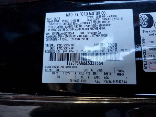 1ZVBP8AM6E5331564 - 2014 FORD MUSTANG BLACK photo 12