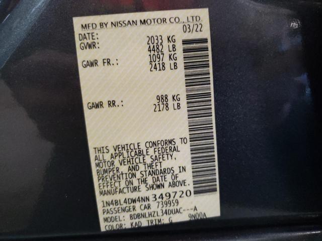 1N4BL4DW4NN349720 - 2022 NISSAN ALTIMA SV GRAY photo 13