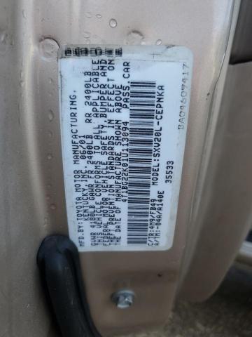 4T1BG22K01U113094 - 2001 TOYOTA CAMRY CE TAN photo 12
