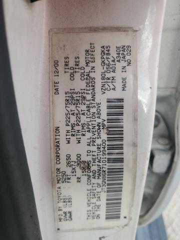 JT3GN86R710199400 - 2001 TOYOTA 4RUNNER SR5 أبيض صورة 12