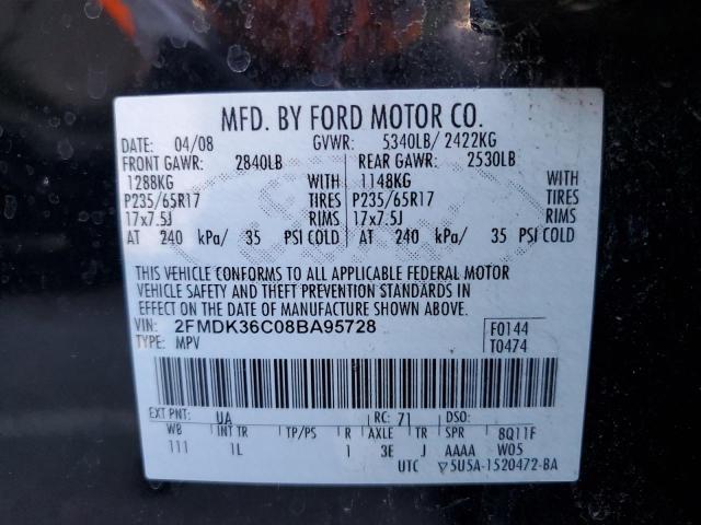 2FMDK36C08BA95728 - 2008 FORD EDGE SE BLACK photo 14