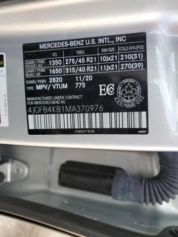 4JGFB4KB1MA370976 - 2021 MERCEDES-BENZ GLE 350 4MATIC SILVER photo 13