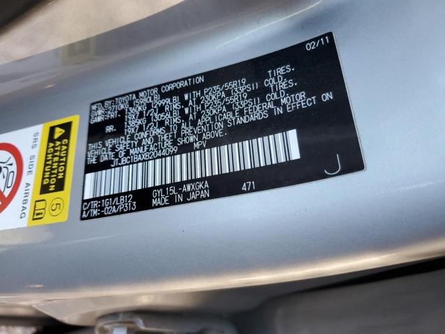 JTJBC1BAXB2044099 - 2011 LEXUS RX 450H SILVER photo 12