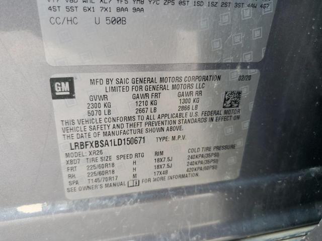 LRBFXBSA1LD150671 - 2020 BUICK ENVISION PREFERRED ვერცხლისფერი ფოტო 13