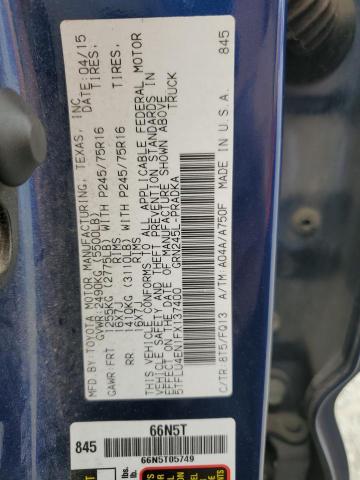 5TFLU4EN1FX137400 - 2015 TOYOTA TACOMA DOUBLE CAB BLUE photo 12