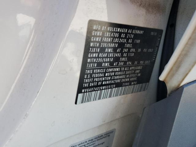 WVGAV7AX2BW523123 - 2011 VOLKSWAGEN TIGUAN S Ağ foto 13