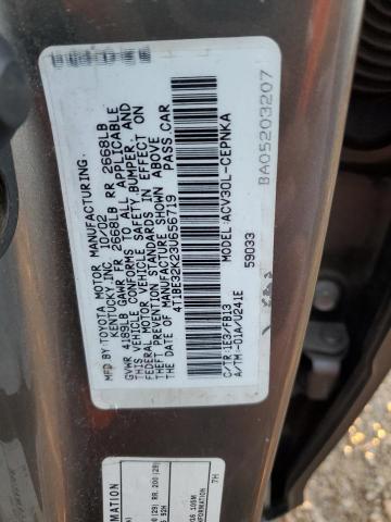 4T1BE32K23U656719 - 2003 TOYOTA CAMRY LE GRAY photo 12