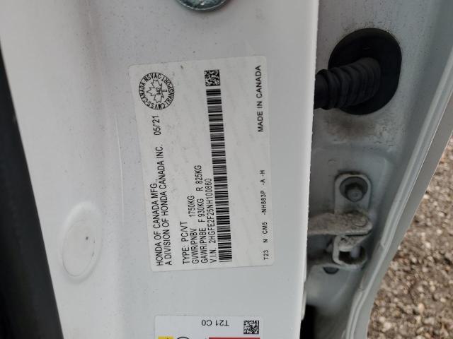 2HGFE2F25NH100860 - 2022 HONDA CIVIC LX WHITE photo 13