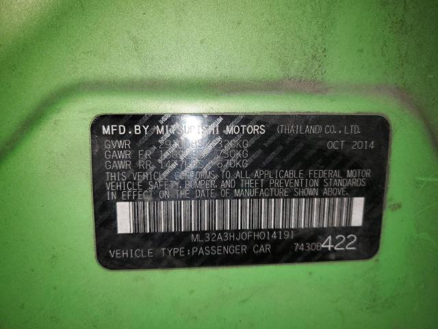 ML32A3HJ0FH014191 - 2015 MITSUBISHI MIRAGE DE GREEN photo 12