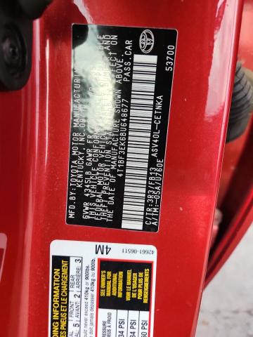 4T1BF3EK6BU648677 - 2011 TOYOTA CAMRY BASE RED photo 12