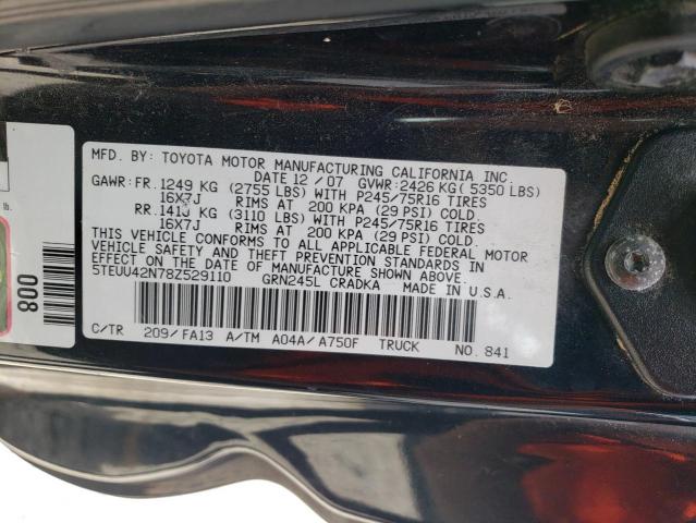 5TEUU42N78Z529110 - 2008 TOYOTA TACOMA ACCESS CAB Սև լուսանկար 12