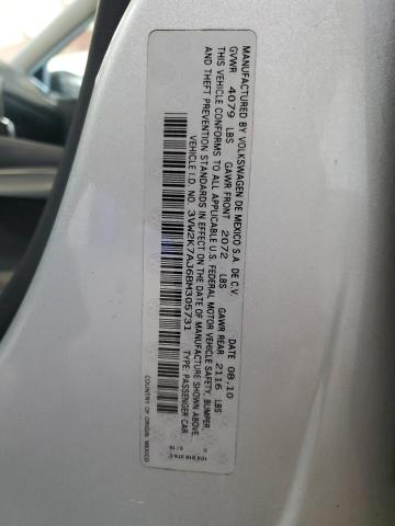 3VW2K7AJ6BM305731 - 2011 VOLKSWAGEN JETTA BASE SILVER photo 12