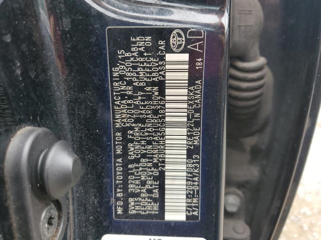 2T1BURHE5GC518767 - 2016 TOYOTA COROLLA L BLACK photo 12