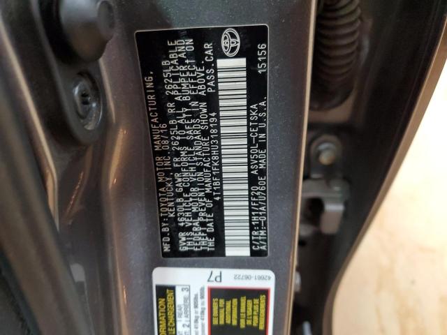 4T1BF1FK8HU318194 - 2017 TOYOTA CAMRY LE GRAY photo 12