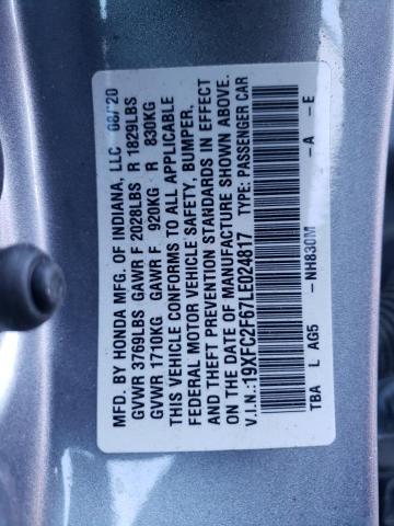 19XFC2F67LE024817 - 2020 HONDA CIVIC LX SILVER photo 13