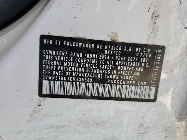 3VWN57BU1KM235889 - 2019 VOLKSWAGEN JETTA S 白色 照片 13