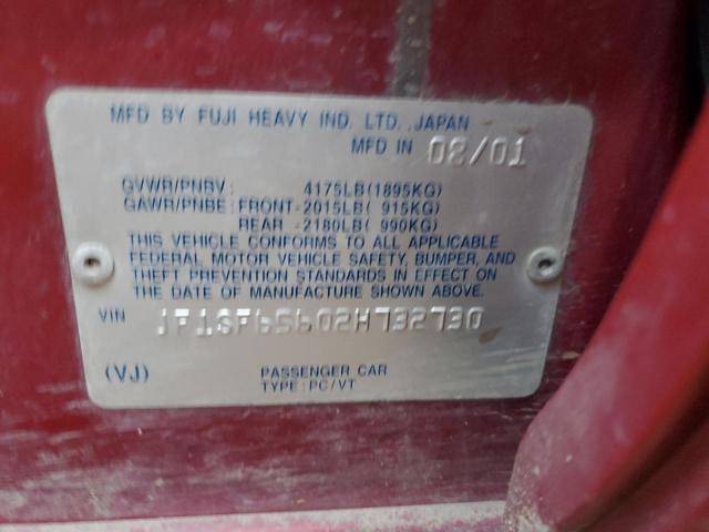 JF1SF65602H732730 - 2002 SUBARU FORESTER S წითელი ფოტო 12