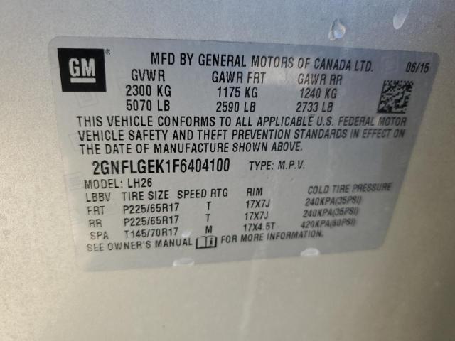 2GNFLGEK1F6404100 - 2015 CHEVROLET EQUINOX LT TAN photo 13