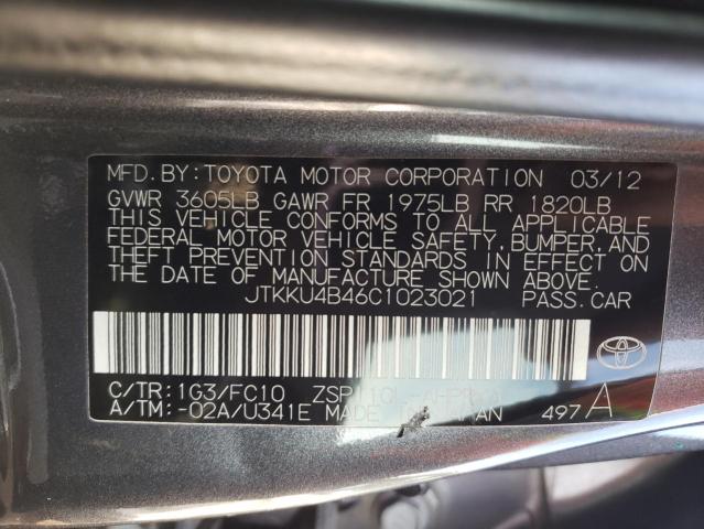 JTKKU4B46C1023021 - 2012 TOYOTA SCION XD GRAY photo 13