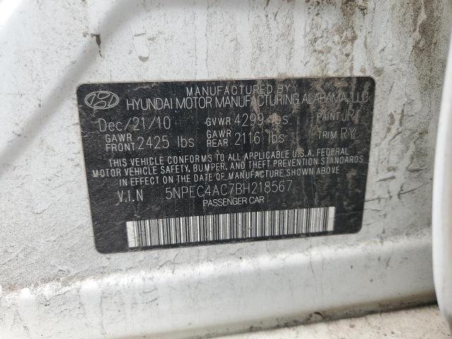 5NPEC4AC7BH218567 - 2011 HYUNDAI SONATA SE 白色 照片 12