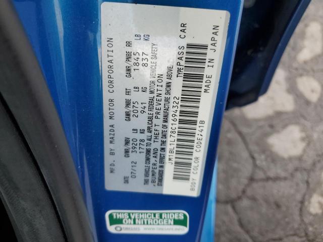 JM1BL1L78C1694322 - 2012 MAZDA 3 I BLUE photo 12