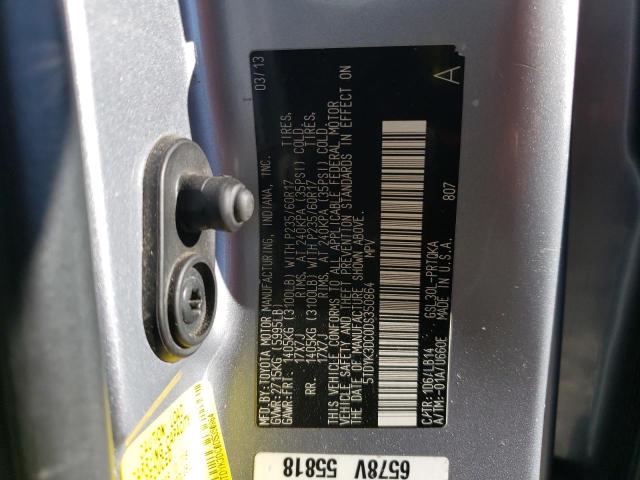 5TDYK3DC0DS350864 - 2013 TOYOTA SIENNA XLE SILVER photo 12