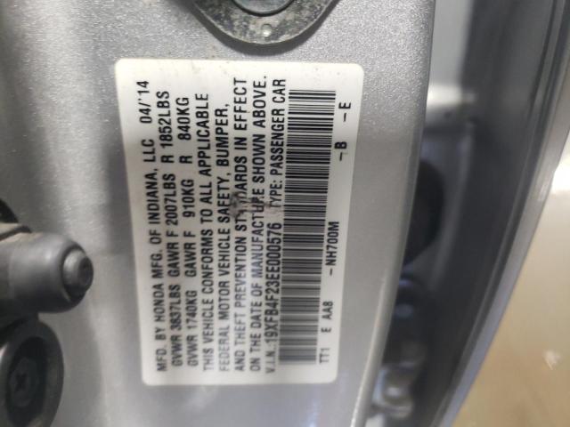 19XFB4F23EE000576 - 2014 HONDA CIVIC HYBRID SILVER photo 13