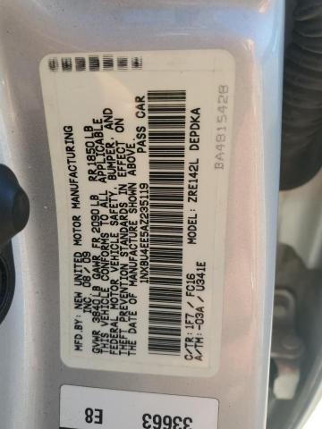 1NXBU4EE5AZ235119 - 2010 TOYOTA COROLLA BASE SILVER photo 12