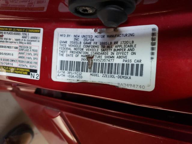 1NXBR32E85Z357477 - 2005 TOYOTA COROLLA CE RED photo 13