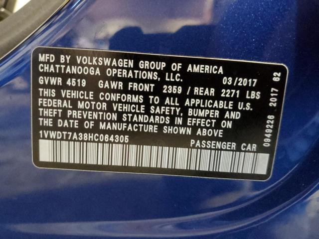 1VWDT7A38HC064305 - 2017 VOLKSWAGEN PASSAT R-LINE Mavi foto 13