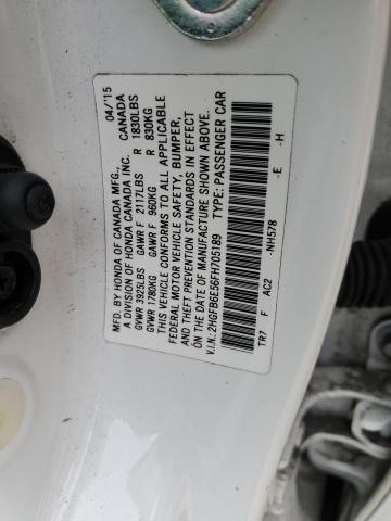 2HGFB6E56FH705189 - 2015 HONDA CIVIC SI WHITE photo 12