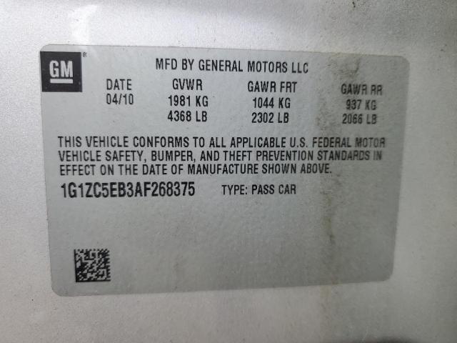 1G1ZC5EB3AF268375 - 2010 CHEVROLET MALIBU 1LT 银色 照片 12