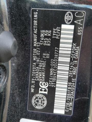 2T1BU4EE3DC038777 - 2013 TOYOTA COROLLA BASE შავი ფოტო 12