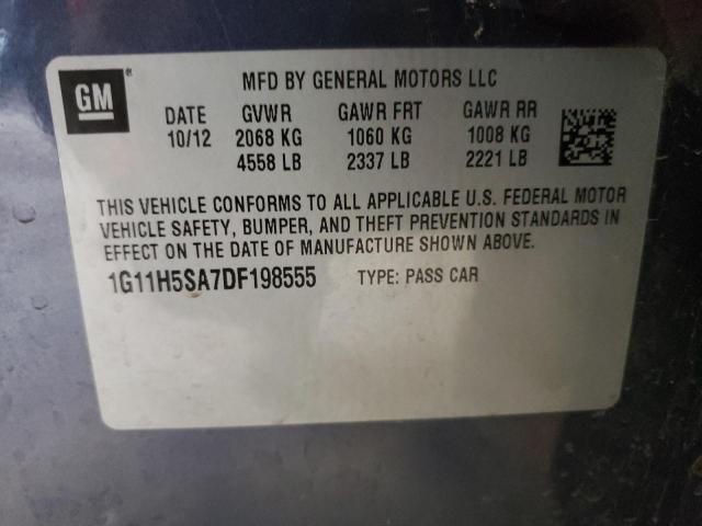 1G11H5SA7DF198555 - 2013 CHEVROLET MALIBU LTZ ლურჯი ფოტო 13