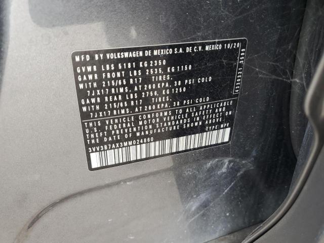 3VV3B7AX3MM024860 - 2021 VOLKSWAGEN TIGUAN SE GRAY photo 13