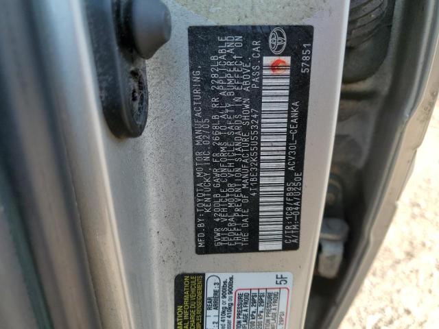 4T1BE32K55U553247 - 2005 TOYOTA CAMRY LE SILVER photo 13
