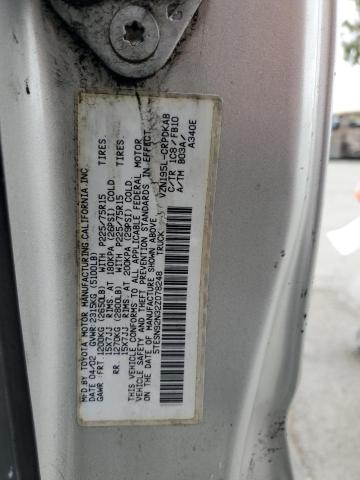 5TESN92N32Z078248 - 2002 TOYOTA TACOMA XTRACAB PRERUNNER Plata foto 13