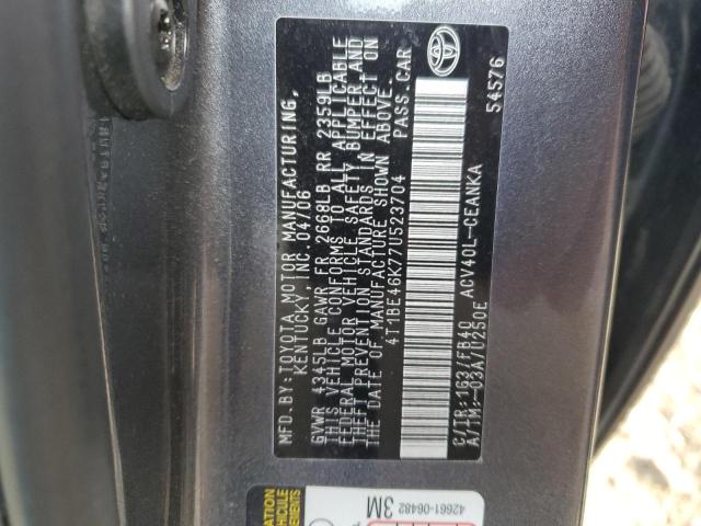 4T1BE46K77U523704 - 2007 TOYOTA CAMRY CE GRAY photo 12