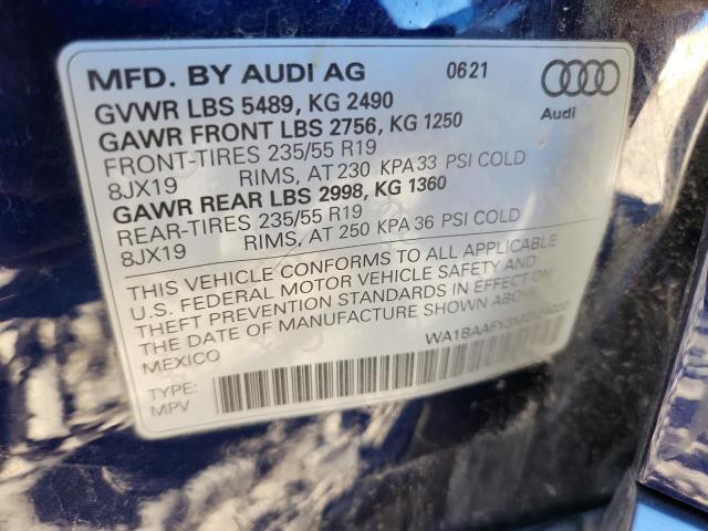 WA1BAAFY3M2124020 - 2021 AUDI Q5 PREMIUM PLUS BLUE photo 13