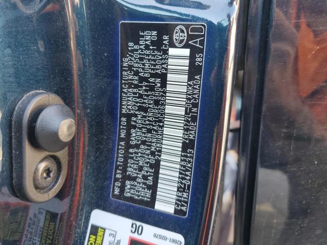 2T1BURHE4JC063675 - 2018 TOYOTA COROLLA L BLACK photo 13