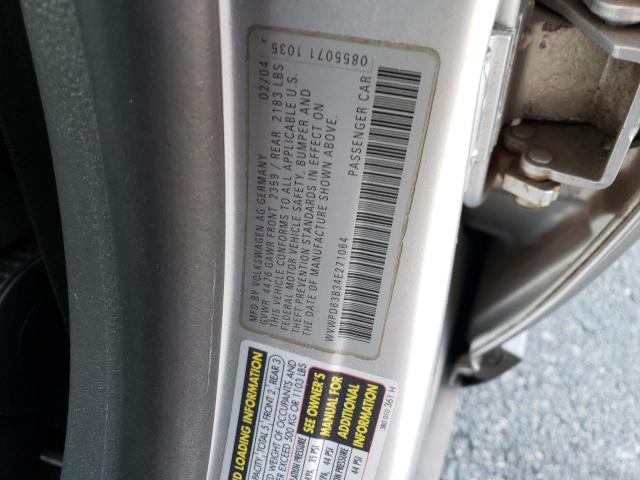 WVWPD63B34E271064 - 2004 VOLKSWAGEN PASSAT GLS SILVER photo 13