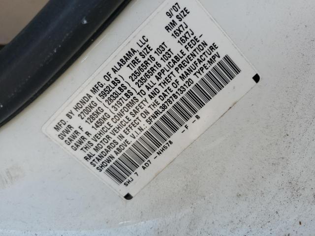 5FNRL38787B133120 - 2007 HONDA ODYSSEY EXL Ağ foto 13