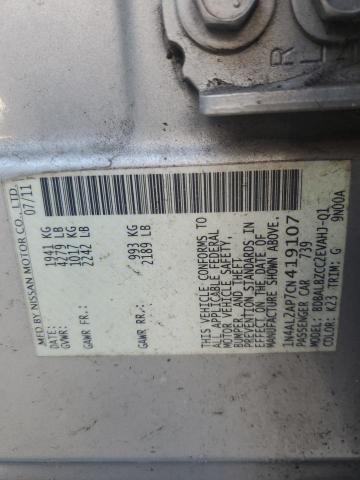 1N4AL2AP7CN419107 - 2012 NISSAN ALTIMA BASE Gümüş foto 12