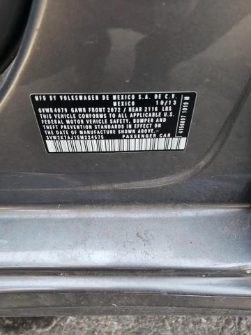 3VW2K7AJ1EM224575 - 2014 VOLKSWAGEN JETTA BASE GRAY photo 12