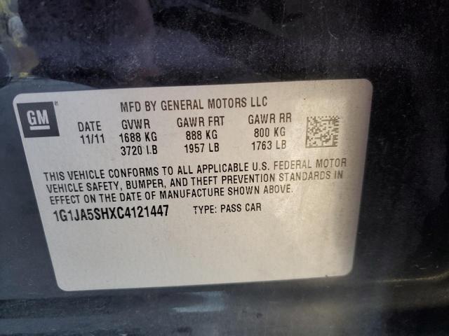 1G1JA5SHXC4121447 - 2012 CHEVROLET SONIC LS 黑色 照片 12